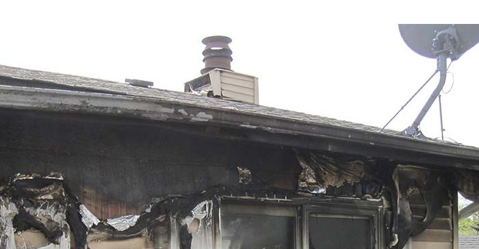 Image of fire damage to part of a home