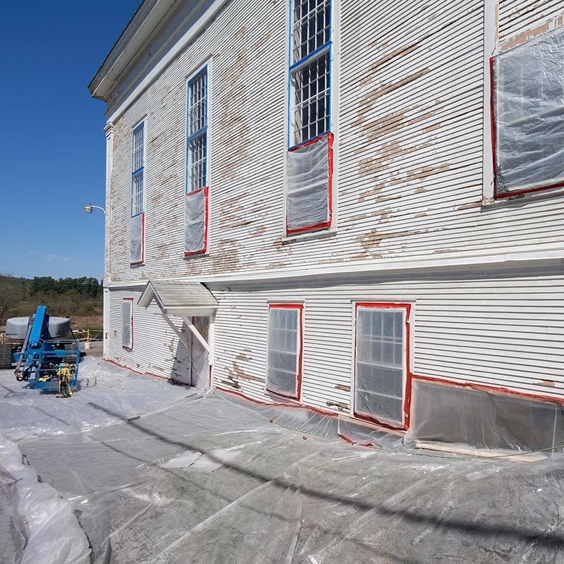 Image of a building having lead paint removed from its exterior